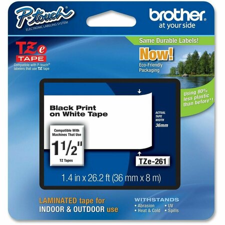 BROTHER INTERNATIONAL Black on White 1.5'' Tape TZE261